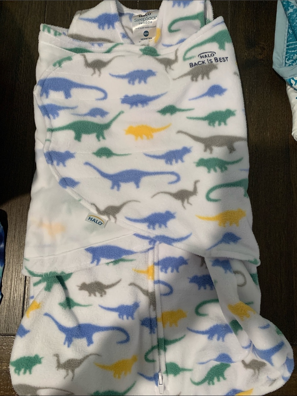 Halo White with dinosaurs  Skirted Sleep Sack